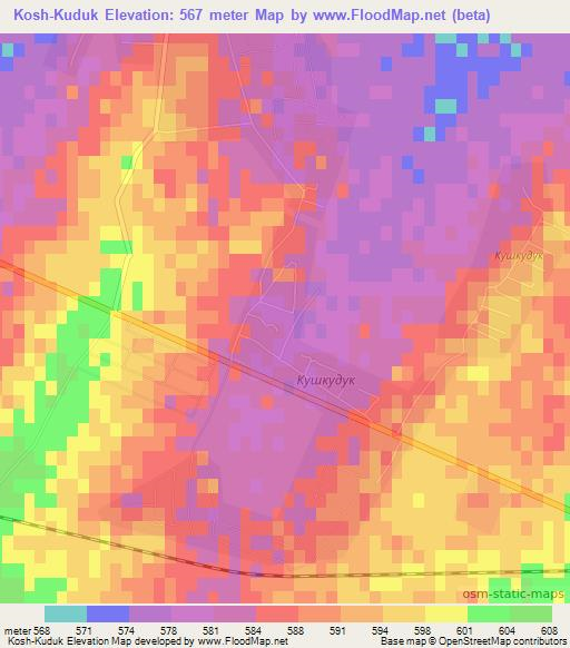 Kosh-Kuduk,Uzbekistan Elevation Map