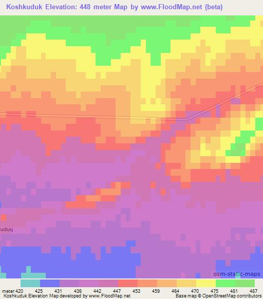 Koshkuduk,Uzbekistan Elevation Map