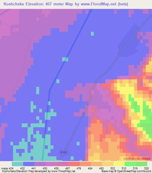 Koshcheka,Uzbekistan Elevation Map