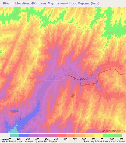 Klychli,Uzbekistan Elevation Map