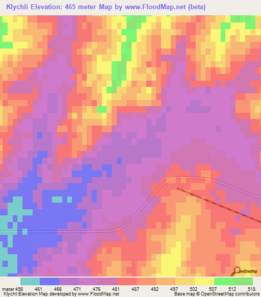 Klychli,Uzbekistan Elevation Map