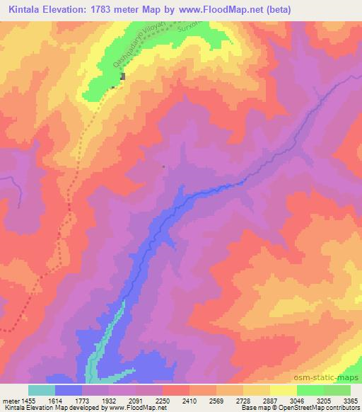 Kintala,Uzbekistan Elevation Map