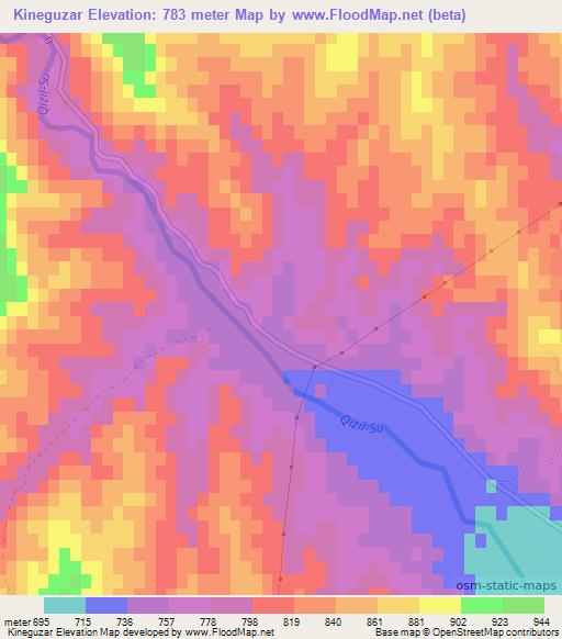 Kineguzar,Uzbekistan Elevation Map