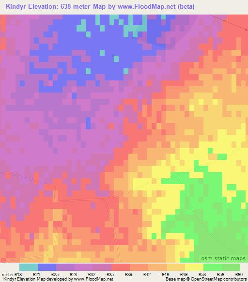 Kindyr,Uzbekistan Elevation Map