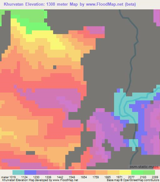 Khurvatan,Uzbekistan Elevation Map