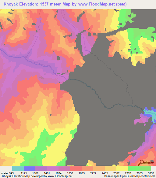 Khoyak,Uzbekistan Elevation Map