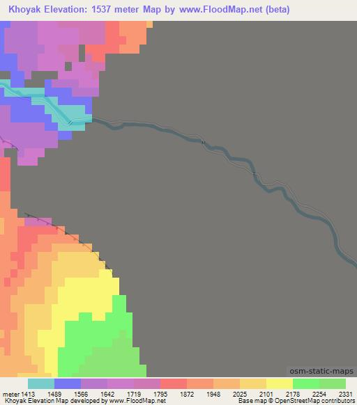 Khoyak,Uzbekistan Elevation Map