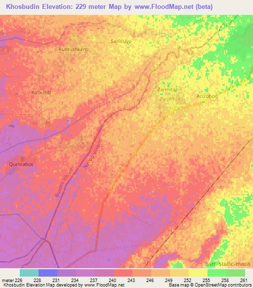 Khosbudin,Uzbekistan Elevation Map