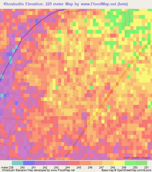 Khosbudin,Uzbekistan Elevation Map