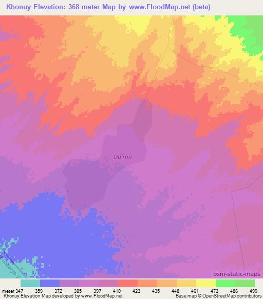 Khonuy,Uzbekistan Elevation Map