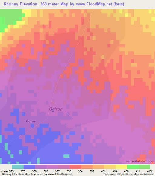 Khonuy,Uzbekistan Elevation Map