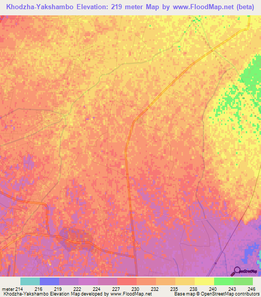 Khodzha-Yakshambo,Uzbekistan Elevation Map