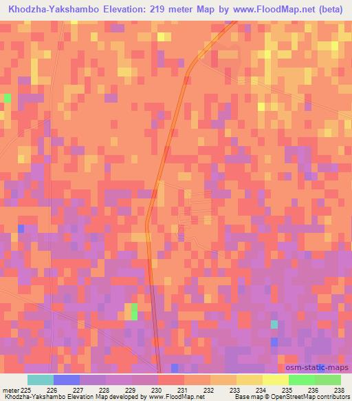 Khodzha-Yakshambo,Uzbekistan Elevation Map