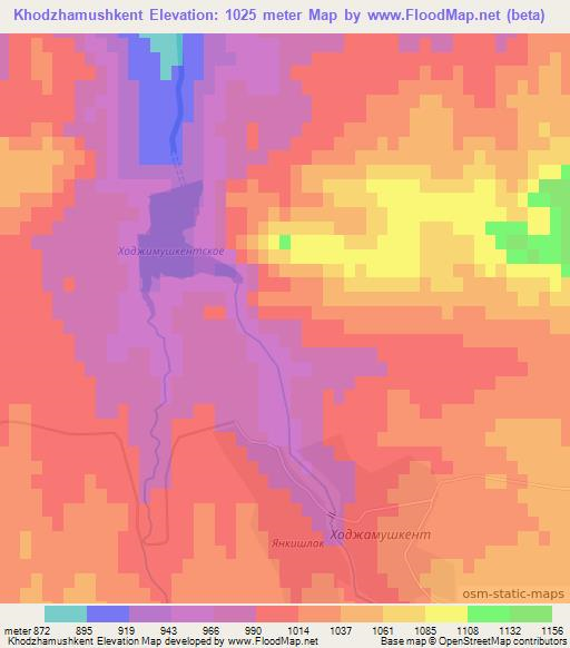 Khodzhamushkent,Uzbekistan Elevation Map