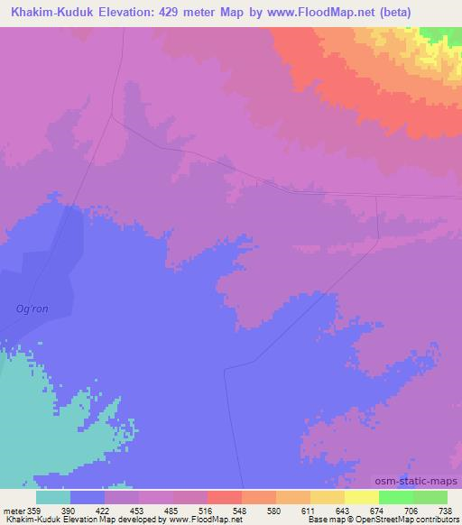 Khakim-Kuduk,Uzbekistan Elevation Map