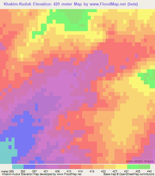 Khakim-Kuduk,Uzbekistan Elevation Map