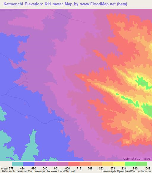 Ketmenchi,Uzbekistan Elevation Map