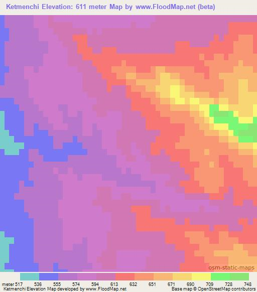 Ketmenchi,Uzbekistan Elevation Map