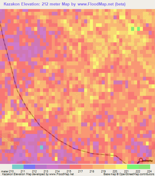 Kazakon,Uzbekistan Elevation Map