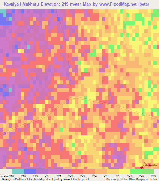 Kavalya-i-Makhmu,Uzbekistan Elevation Map