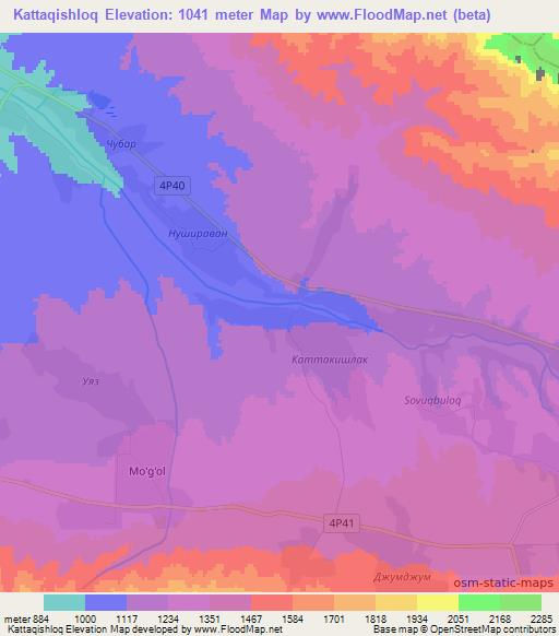 Kattaqishloq,Uzbekistan Elevation Map