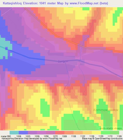 Kattaqishloq,Uzbekistan Elevation Map