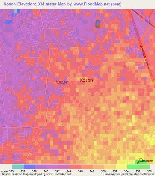 Koson,Uzbekistan Elevation Map