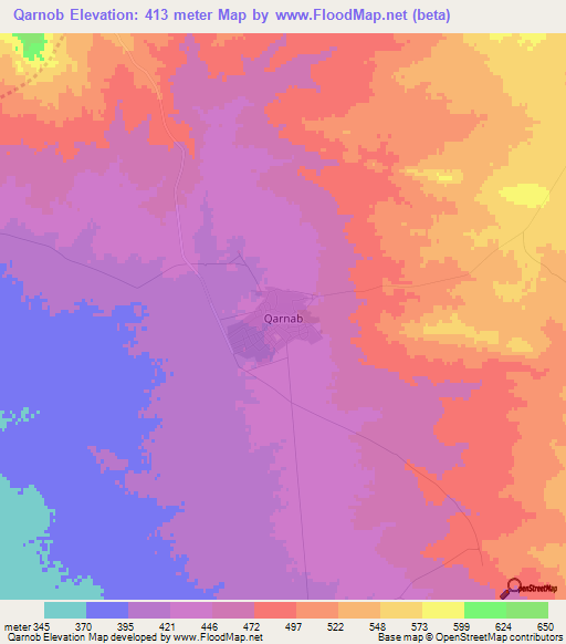 Qarnob,Uzbekistan Elevation Map