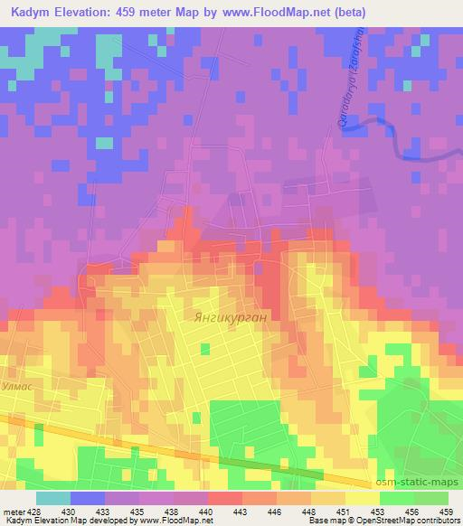 Kadym,Uzbekistan Elevation Map