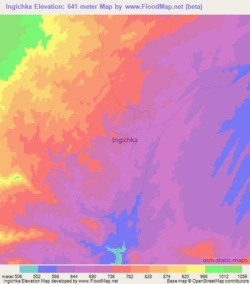 Ingichka,Uzbekistan Elevation Map