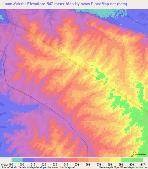 Inam-Yakshi,Uzbekistan Elevation Map