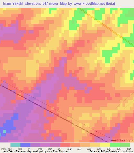 Inam-Yakshi,Uzbekistan Elevation Map