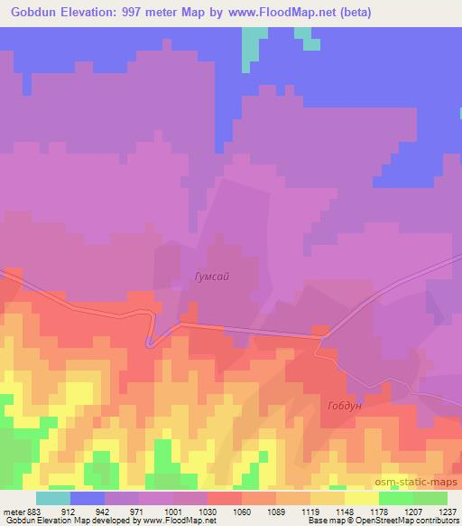 Gobdun,Uzbekistan Elevation Map