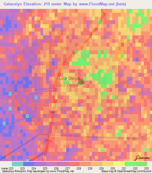 Galaosiyo,Uzbekistan Elevation Map