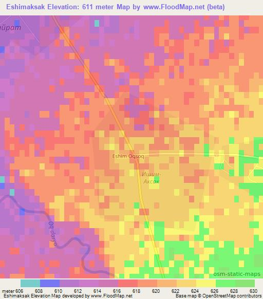 Eshimaksak,Uzbekistan Elevation Map