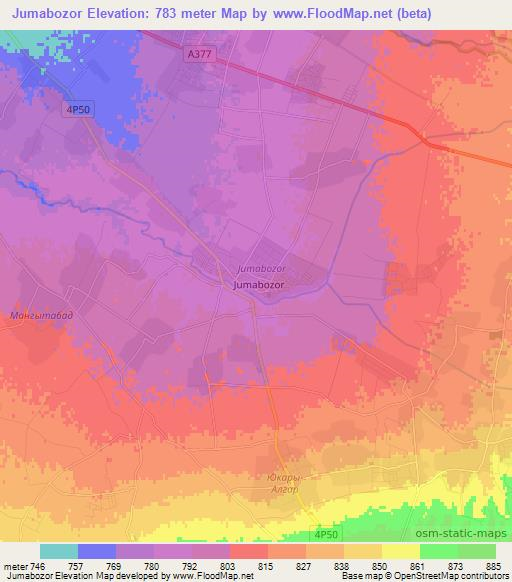 Jumabozor,Uzbekistan Elevation Map