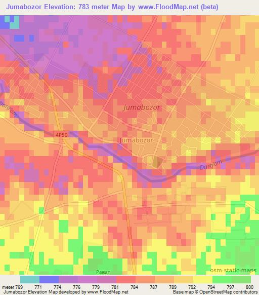 Jumabozor,Uzbekistan Elevation Map