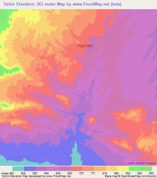 Dzhin,Uzbekistan Elevation Map