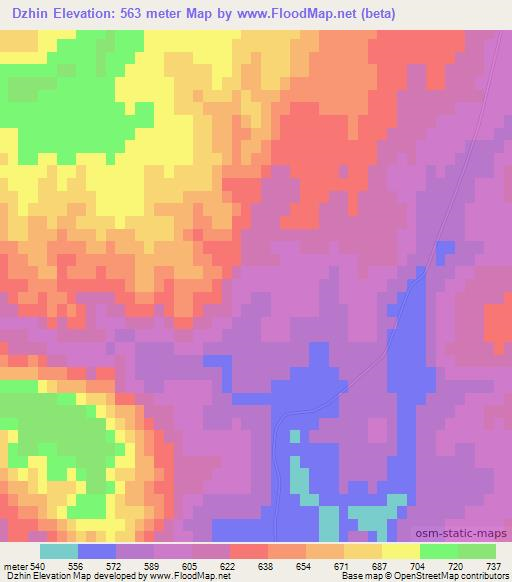 Dzhin,Uzbekistan Elevation Map