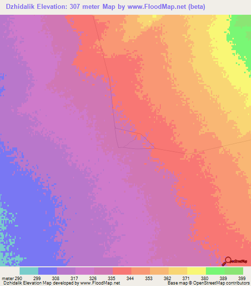 Dzhidalik,Uzbekistan Elevation Map