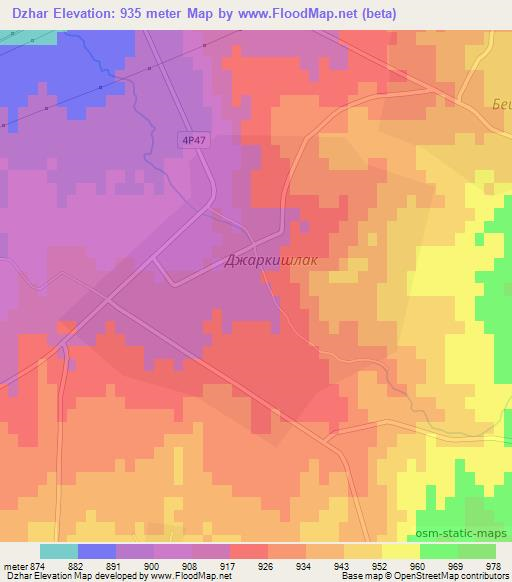 Dzhar,Uzbekistan Elevation Map