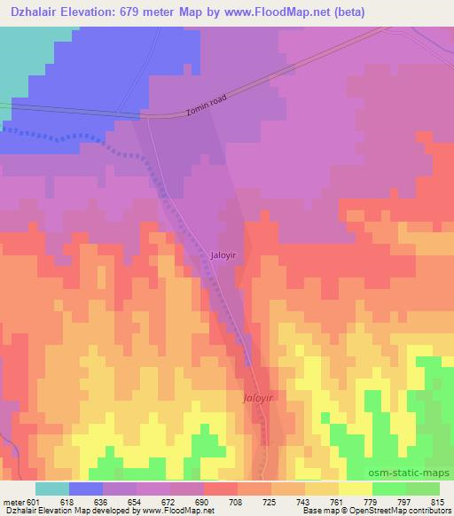 Dzhalair,Uzbekistan Elevation Map