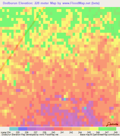 Dodburun,Uzbekistan Elevation Map