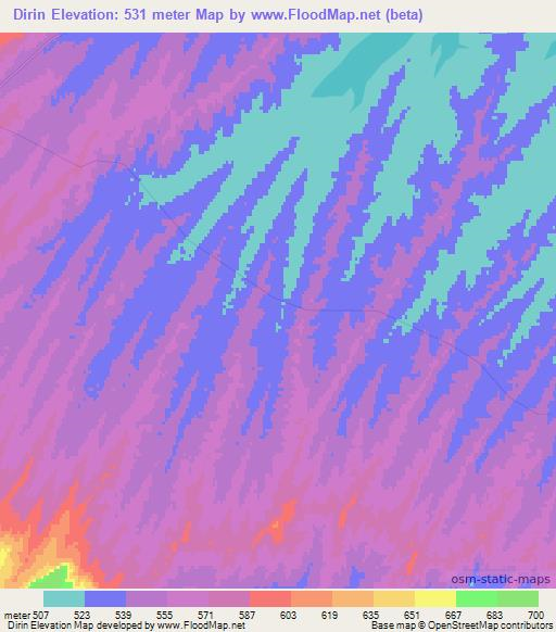 Dirin,Uzbekistan Elevation Map