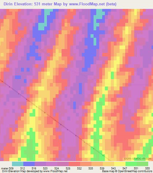 Dirin,Uzbekistan Elevation Map