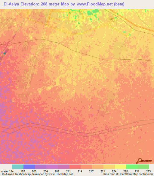 Di-Asiya,Uzbekistan Elevation Map