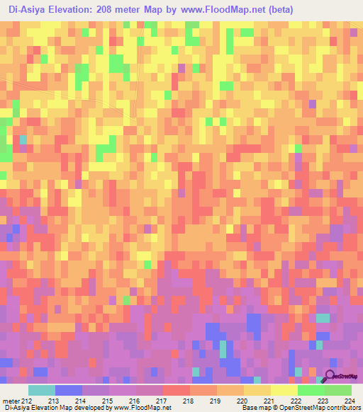 Di-Asiya,Uzbekistan Elevation Map