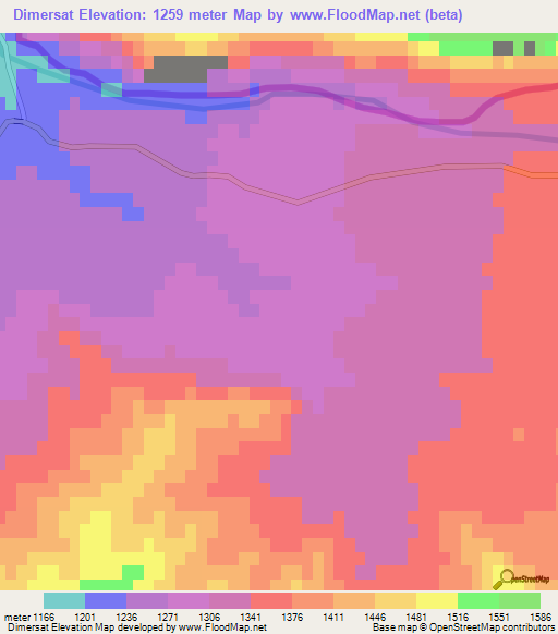 Dimersat,Uzbekistan Elevation Map