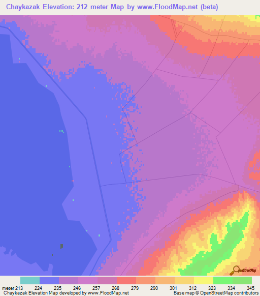 Chaykazak,Uzbekistan Elevation Map