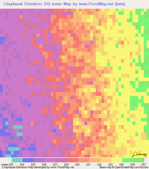 Chaykazak,Uzbekistan Elevation Map